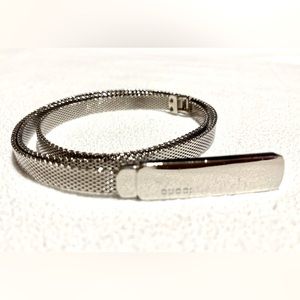 Authentic GUCCI Silver Chain Belt, size 32", narrow thin accessory women's